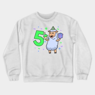 I am 5 with sheep - girl birthday 5 years old Crewneck Sweatshirt